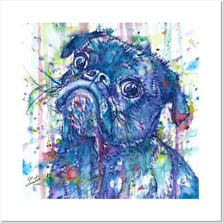 PUG - watercolor and ink portrait Posters and Art